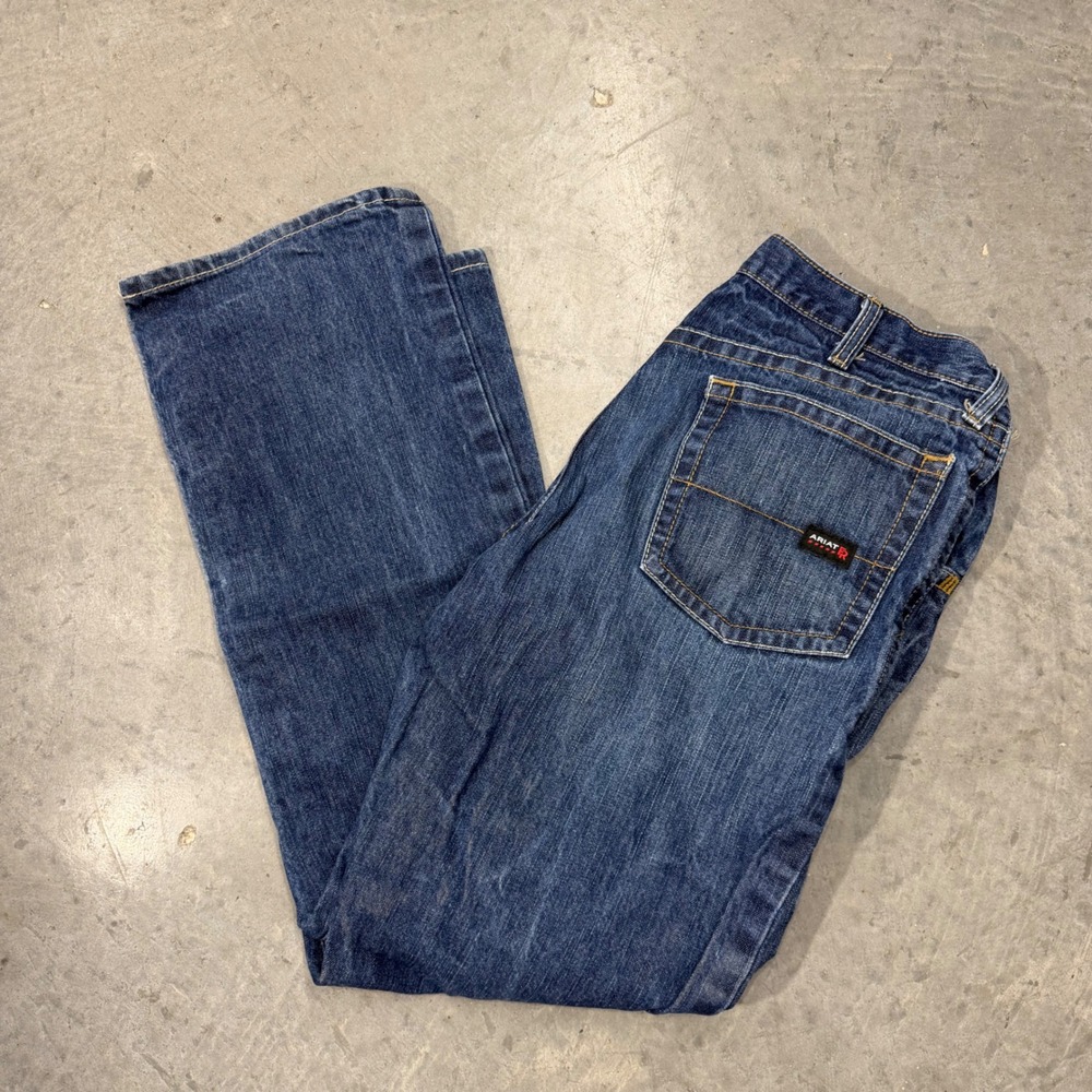 Ariat FR M4 Relaxed Boot Cut Jeans Mens 38x34 Blue Flame Resistant Denim CAT 2